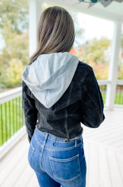 Risen Distressed Vintage Raw Hem Black Jacket