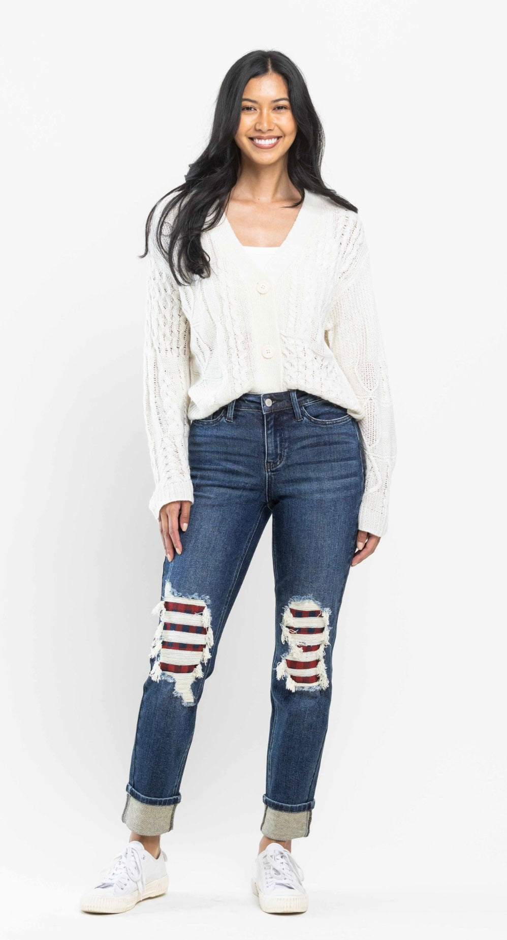 Judy Blue Mid Rise Buffalo Plaid