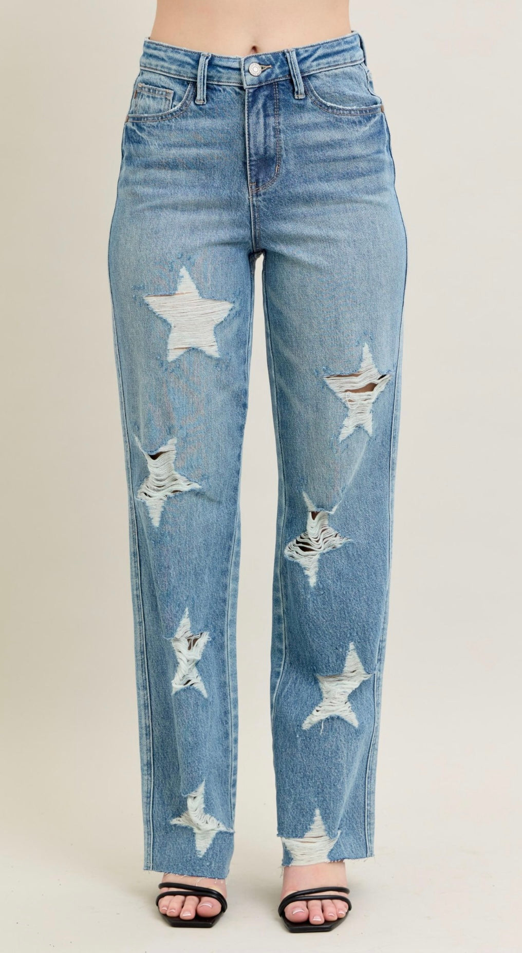 Judy Blue High Waist Rigid Magic Star Shaped Destroy 90's Straight