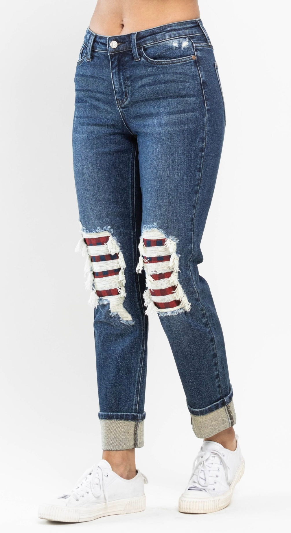 Judy Blue Mid Rise Buffalo Plaid
