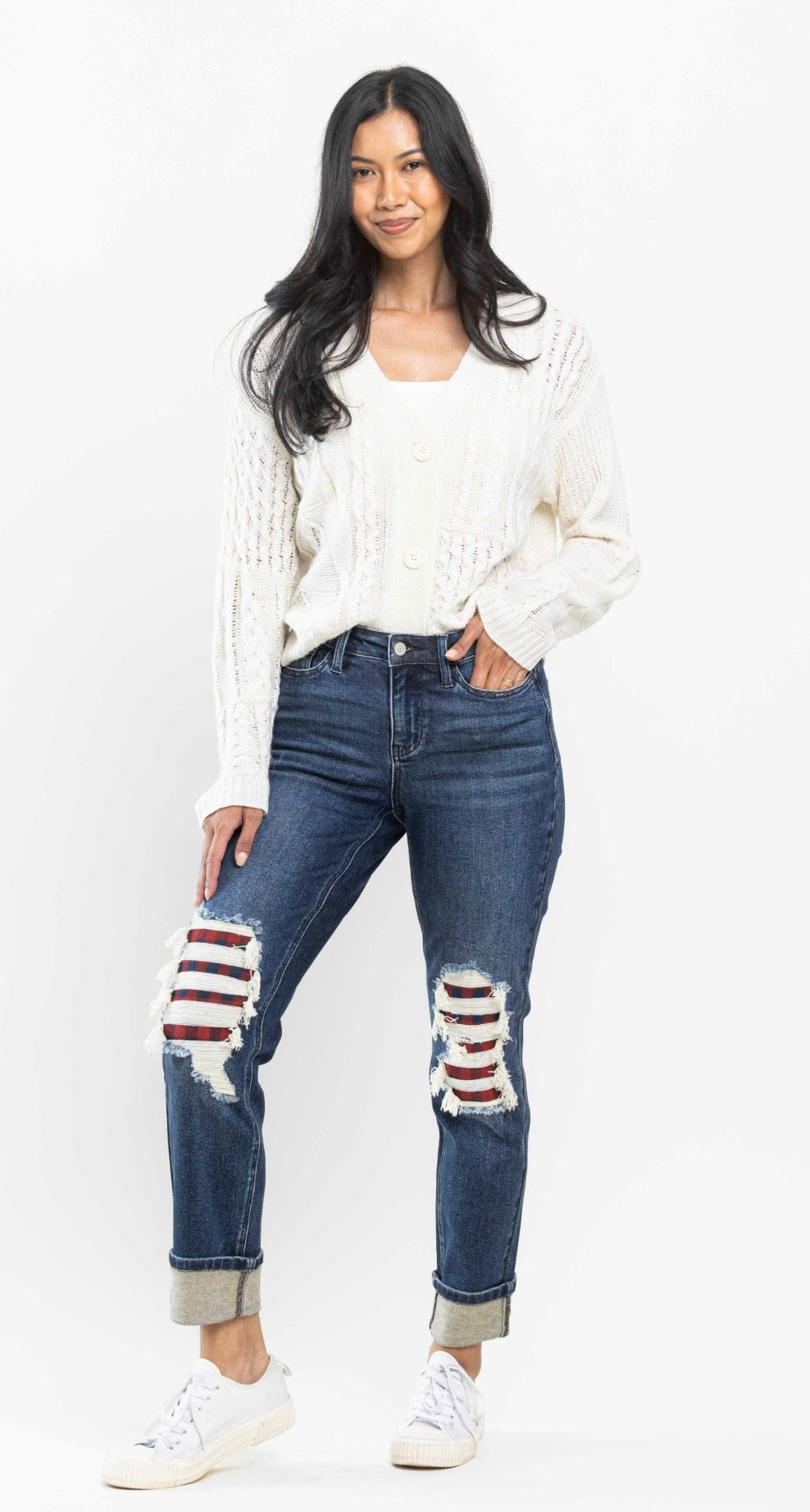 Judy Blue Mid Rise Buffalo Plaid