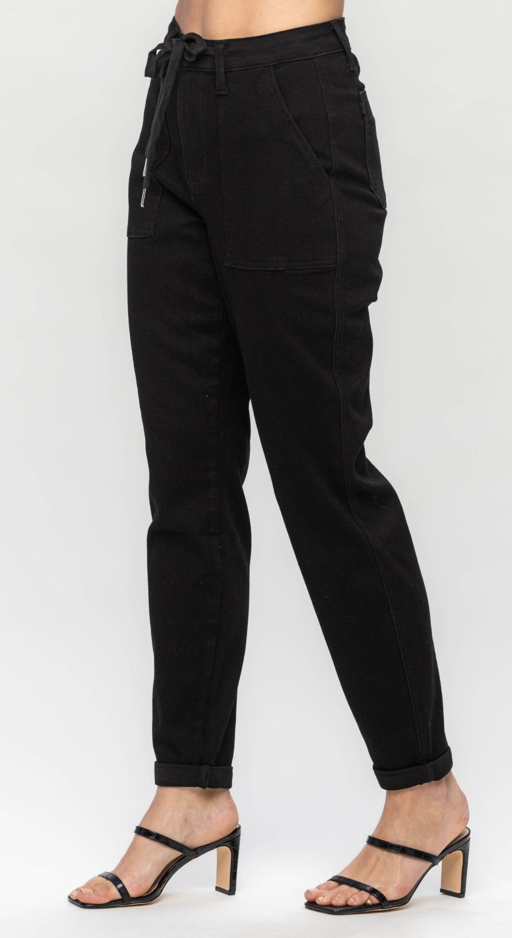 Judy Blue High Waist Jet Black Double Roll Cuff Jogger