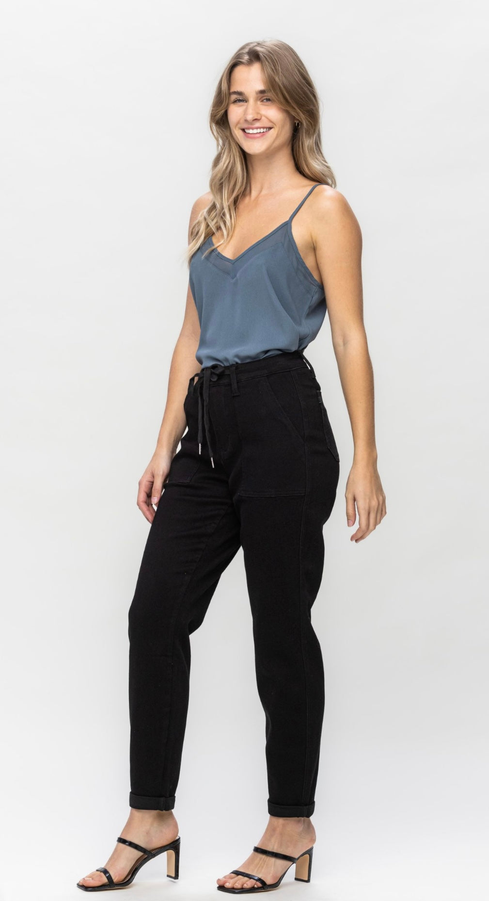 Judy Blue High Waist Jet Black Double Roll Cuff Jogger