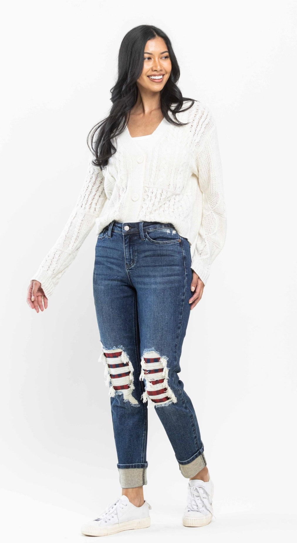 Judy Blue Mid Rise Buffalo Plaid