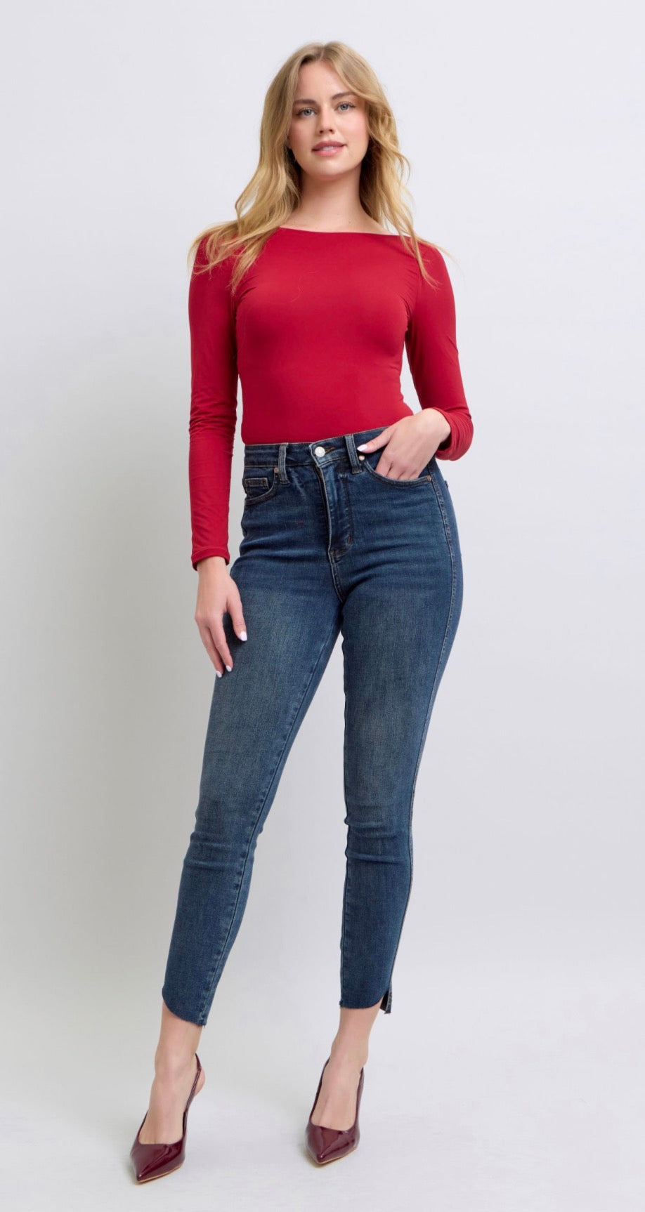Judy Blue High Waist Tummy Control Step Hem Skinny