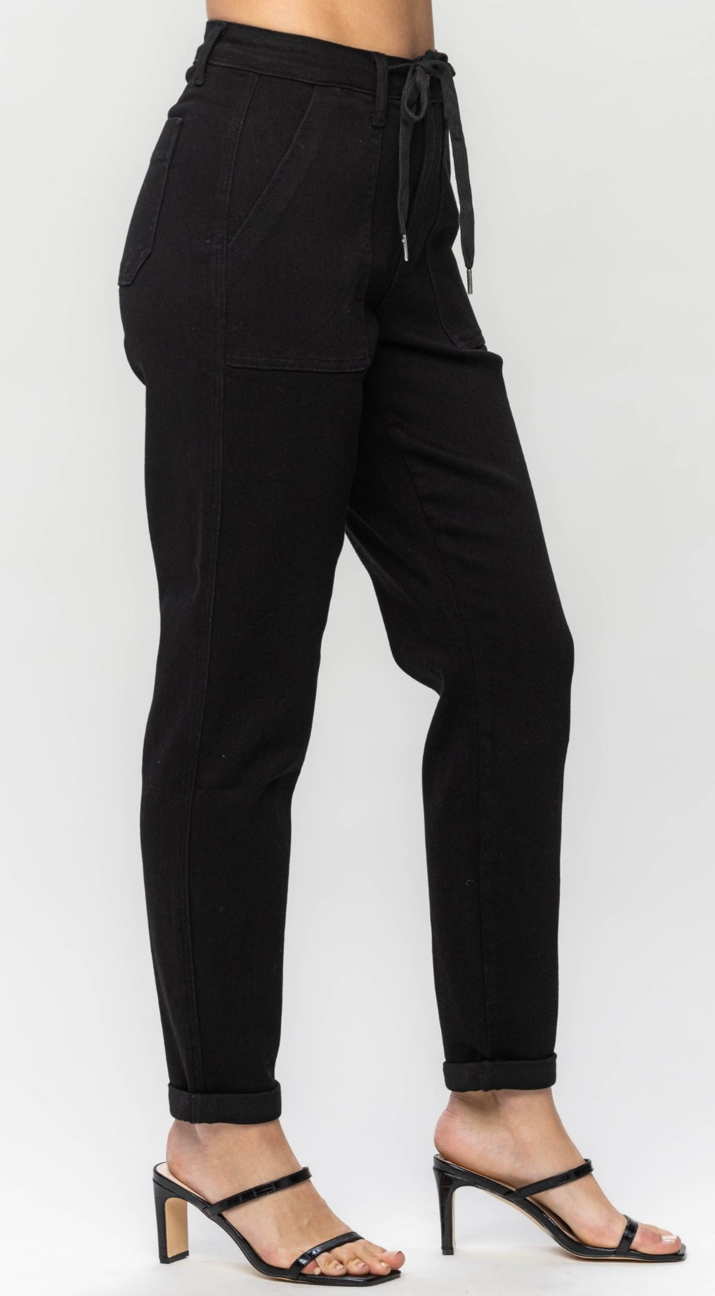 Judy Blue High Waist Jet Black Double Roll Cuff Jogger