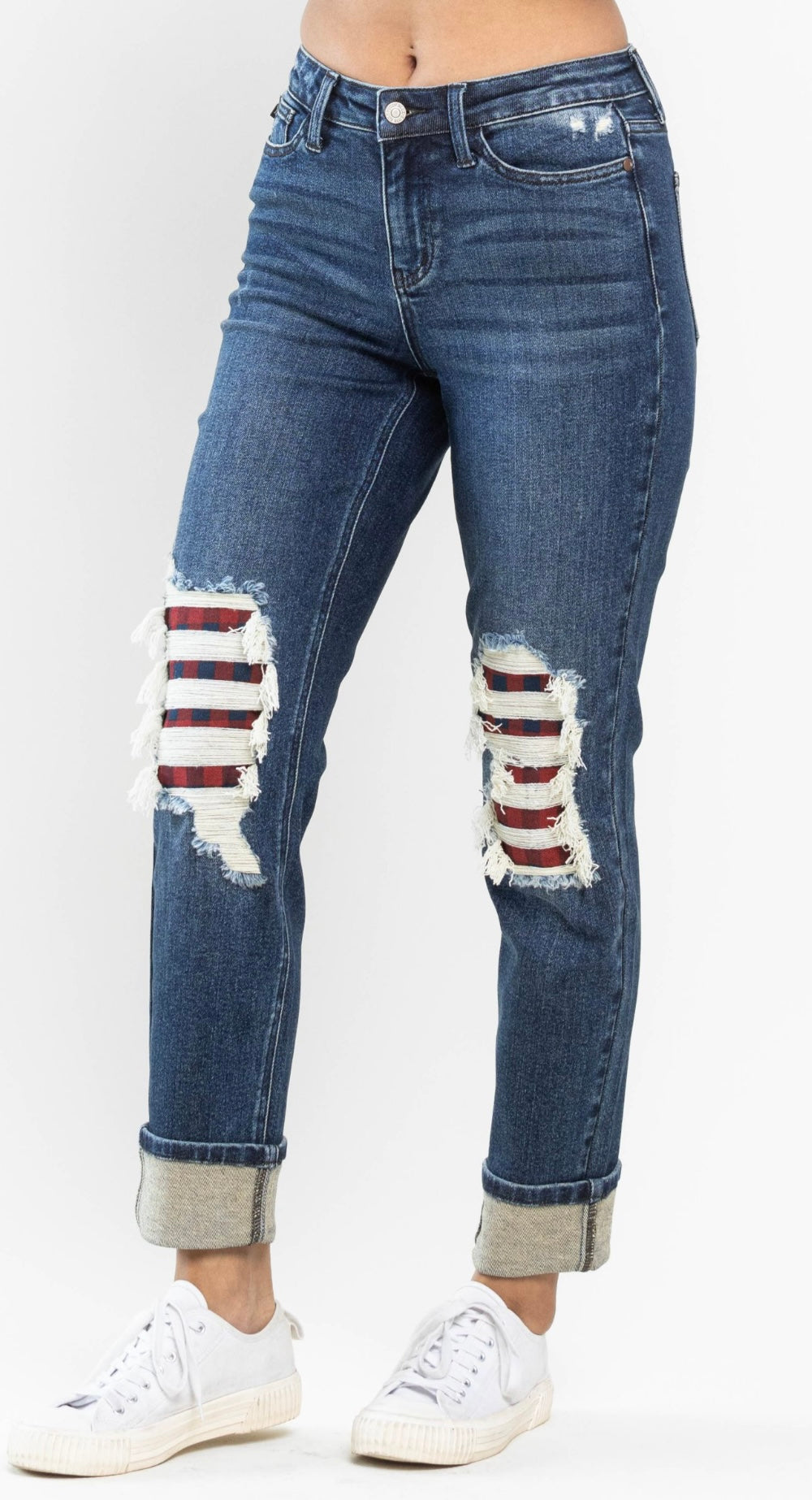 Judy Blue Mid Rise Buffalo Plaid