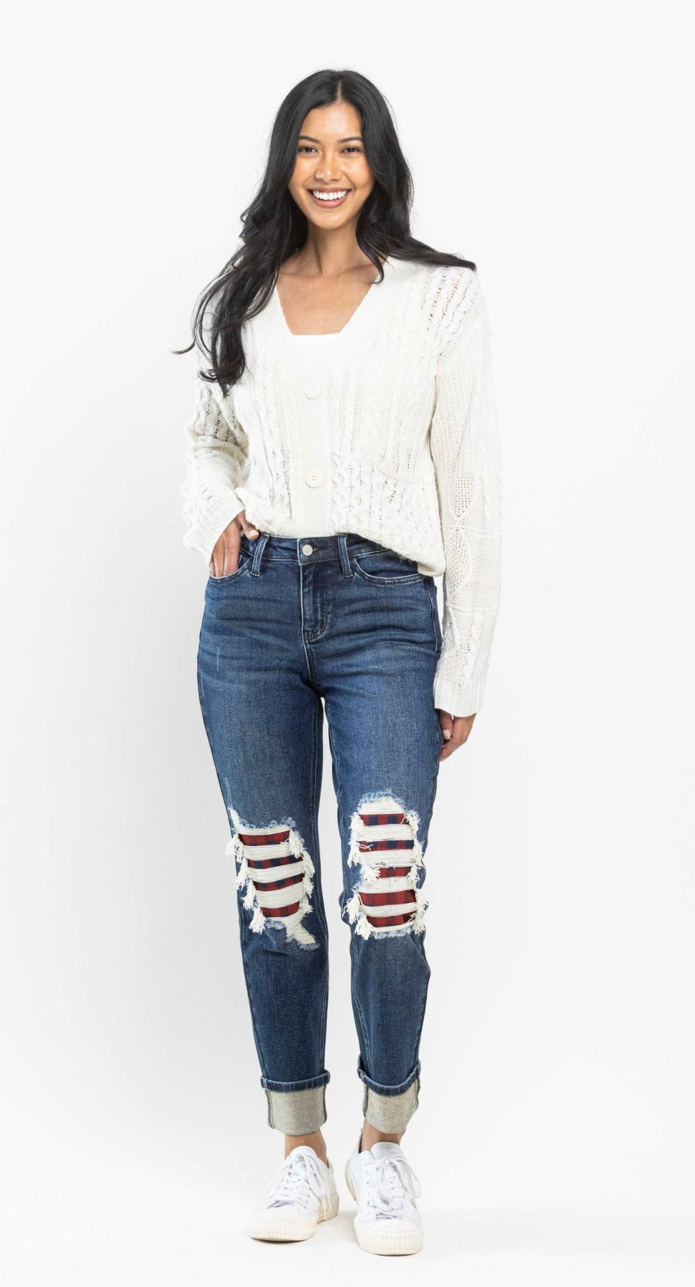 Judy Blue Mid Rise Buffalo Plaid