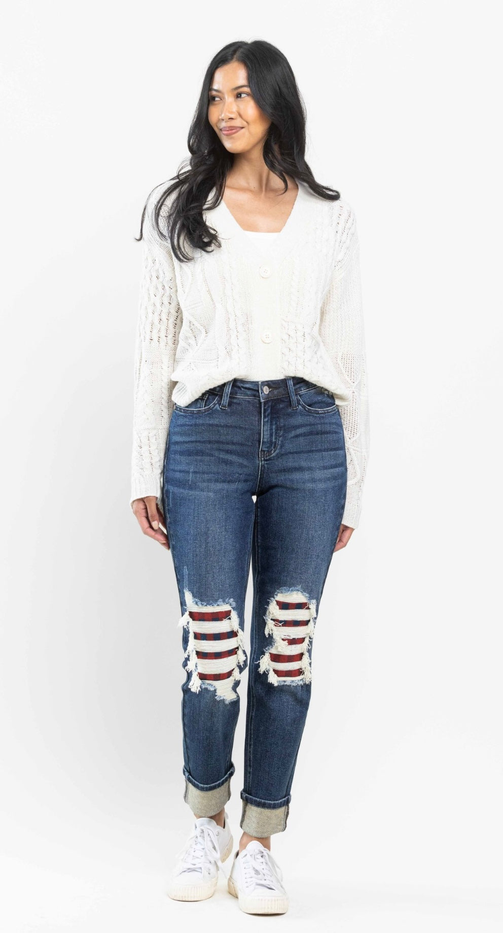 Judy Blue Mid Rise Buffalo Plaid