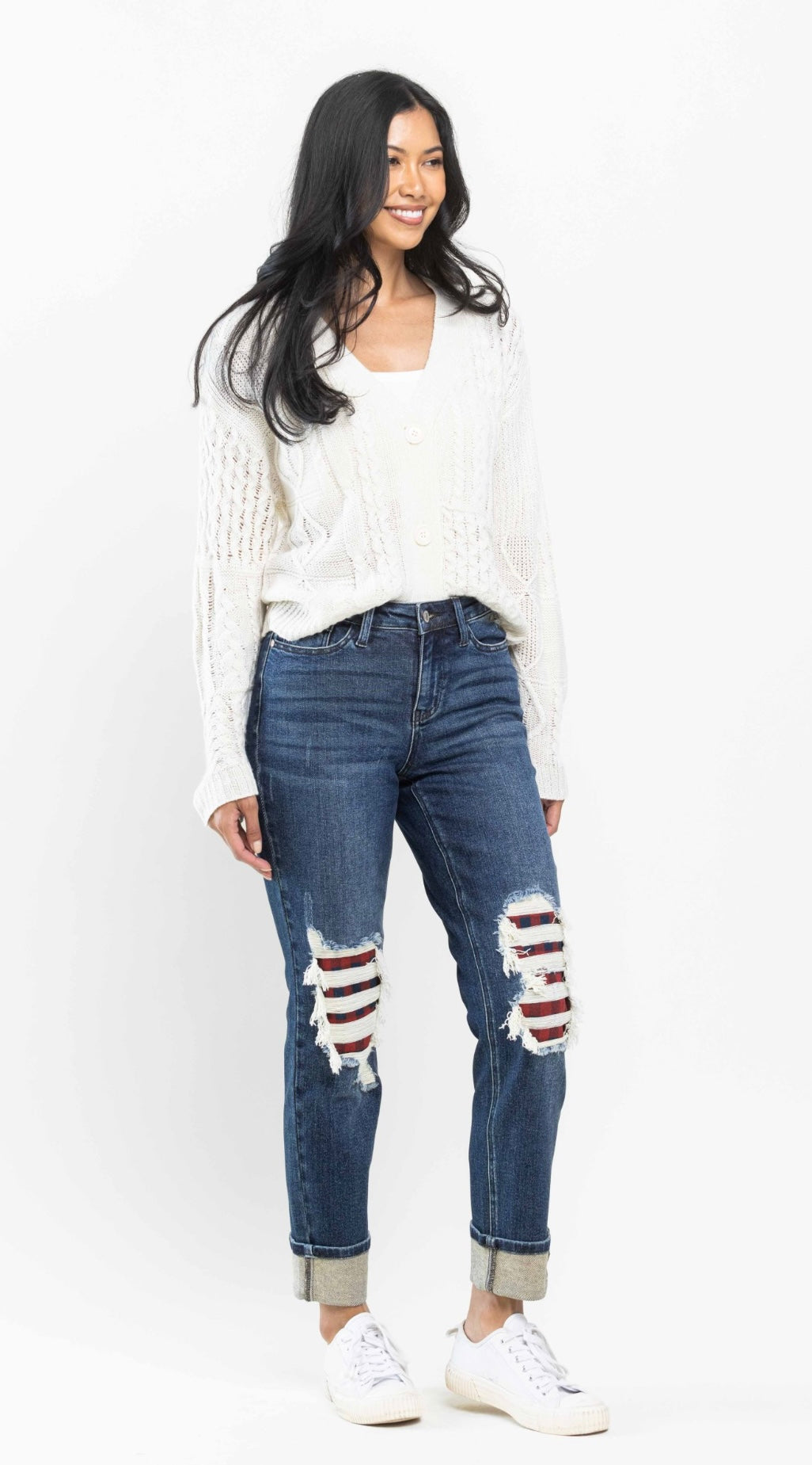 Judy Blue Mid Rise Buffalo Plaid
