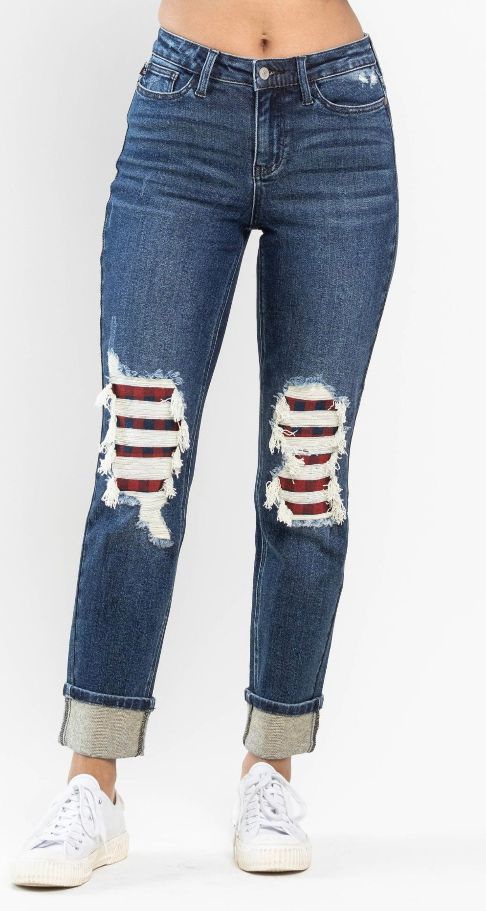 Judy Blue Mid Rise Buffalo Plaid