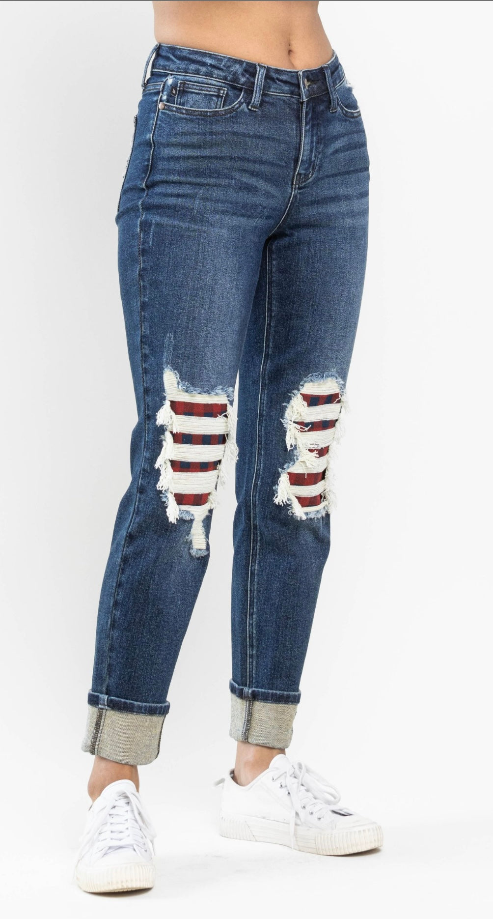 Judy Blue Mid Rise Buffalo Plaid