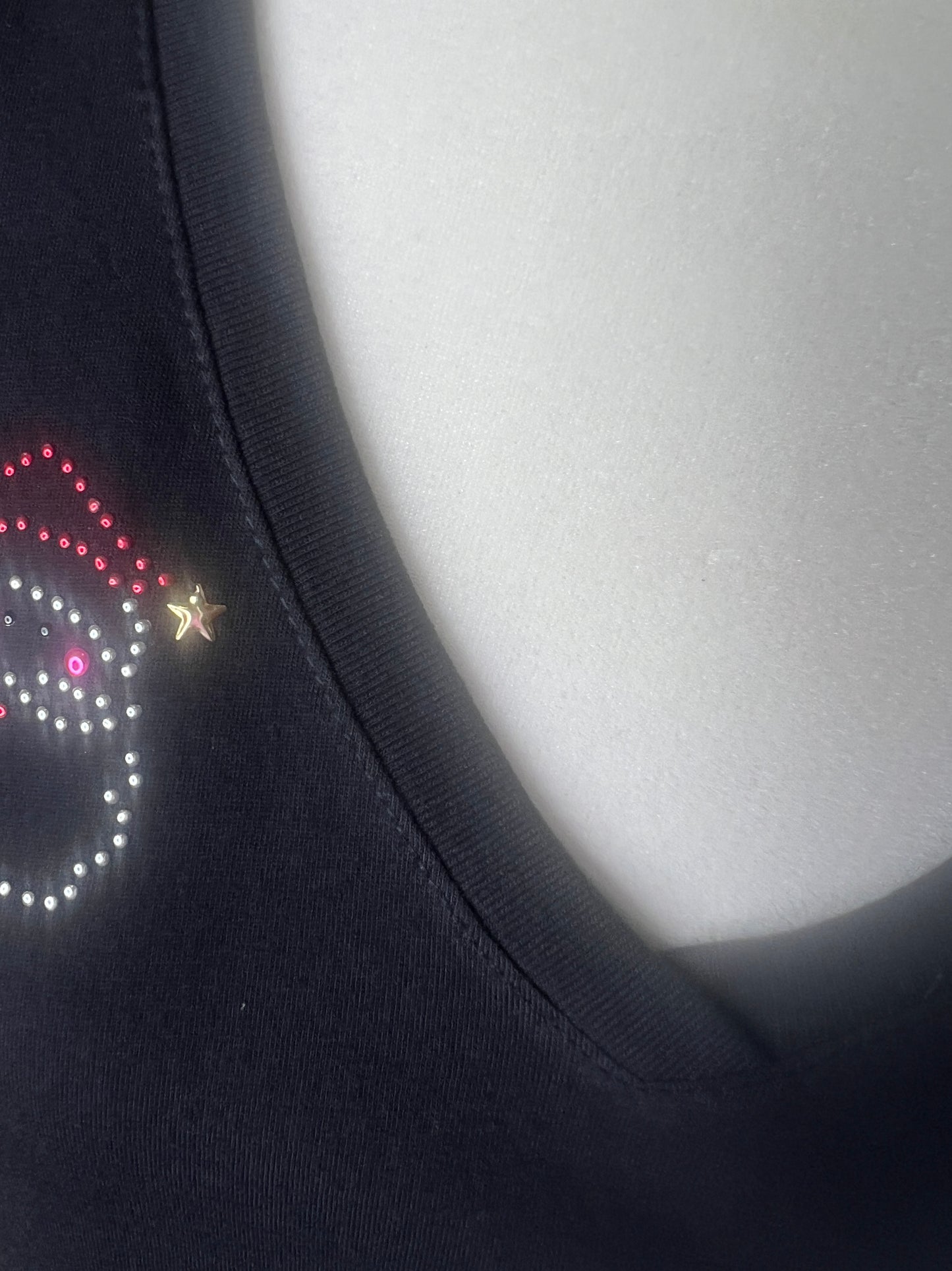 Black V-Neck Tee โ Bling Santa Edition