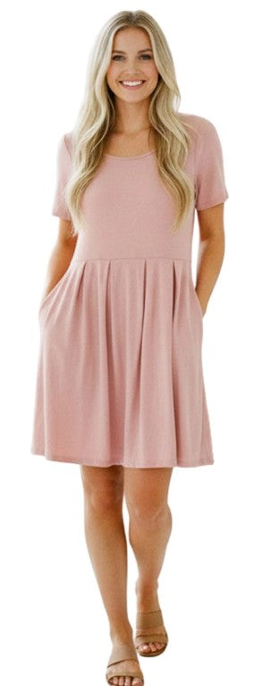 Dusty Pink Mini Dress With Pockets