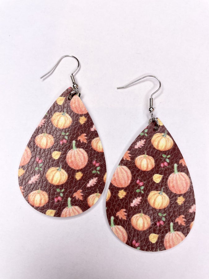 Oh Pumpkin Leather Earring