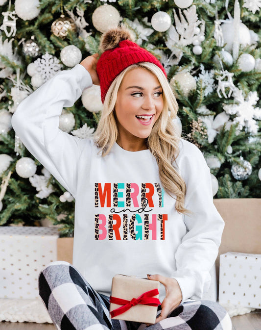 Merry & Bright Leopard Print Sweatshirt