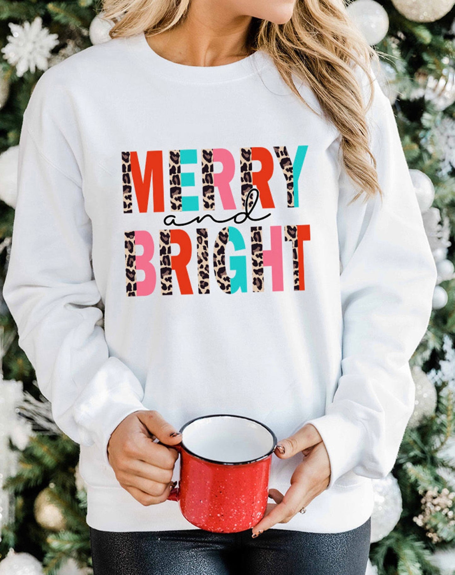 Merry & Bright Leopard Print Sweatshirt