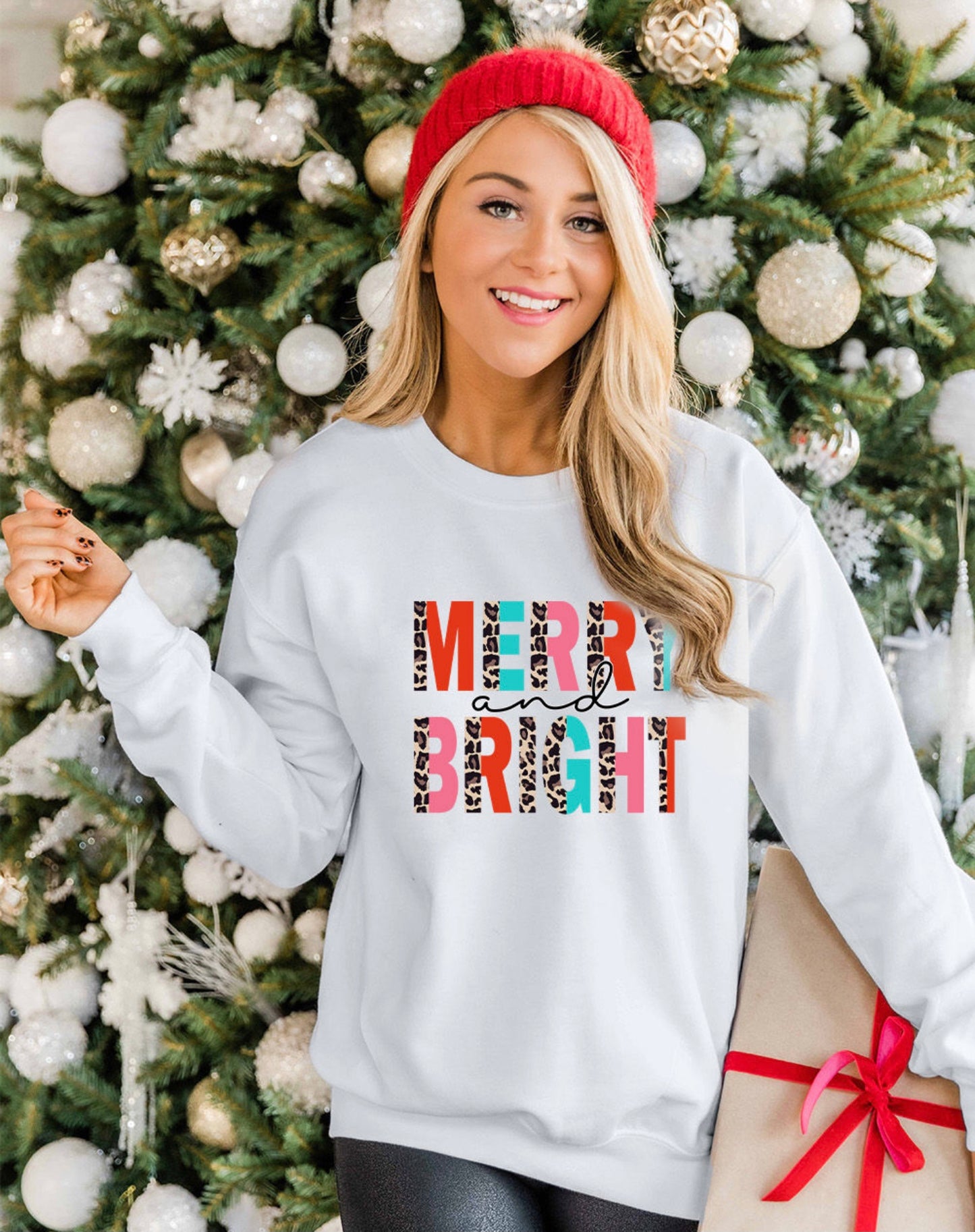 Merry & Bright Leopard Print Sweatshirt