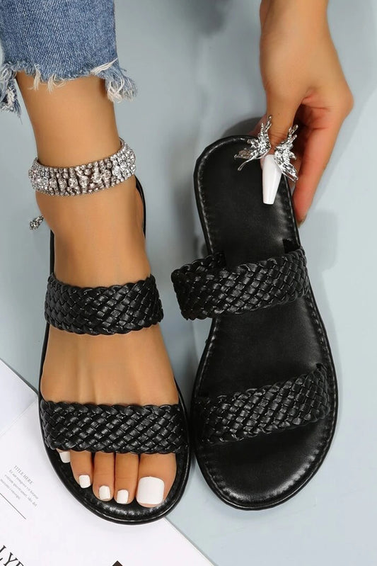 The Noir Braided Luxe Slides