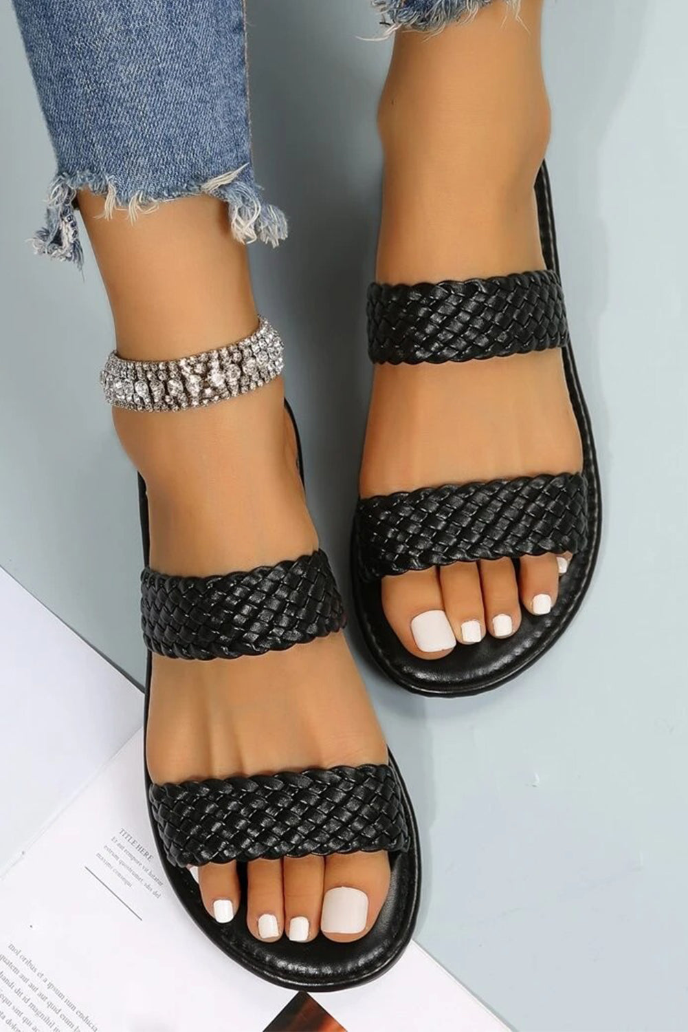 The Noir Braided Luxe Slides