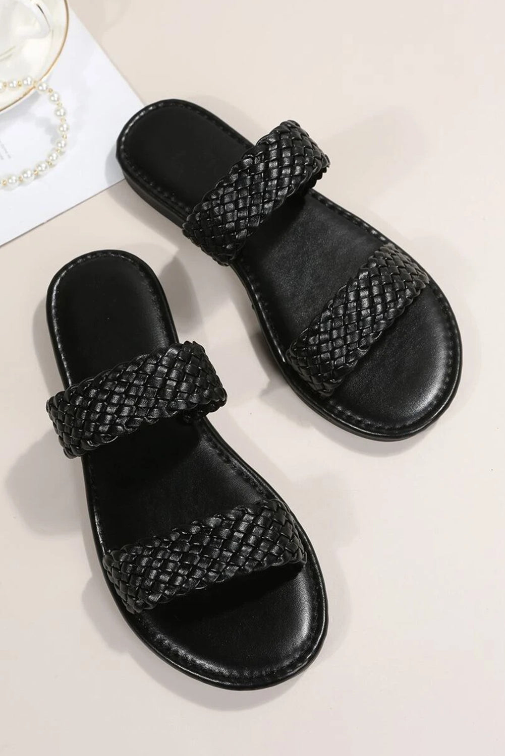 The Noir Braided Luxe Slides