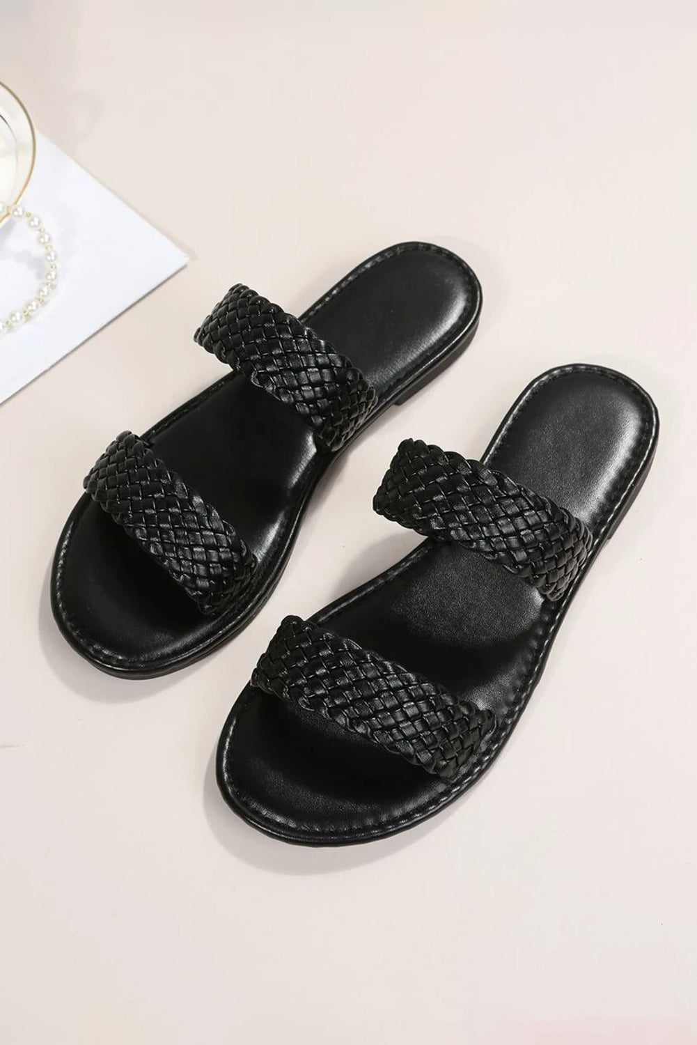 The Noir Braided Luxe Slides