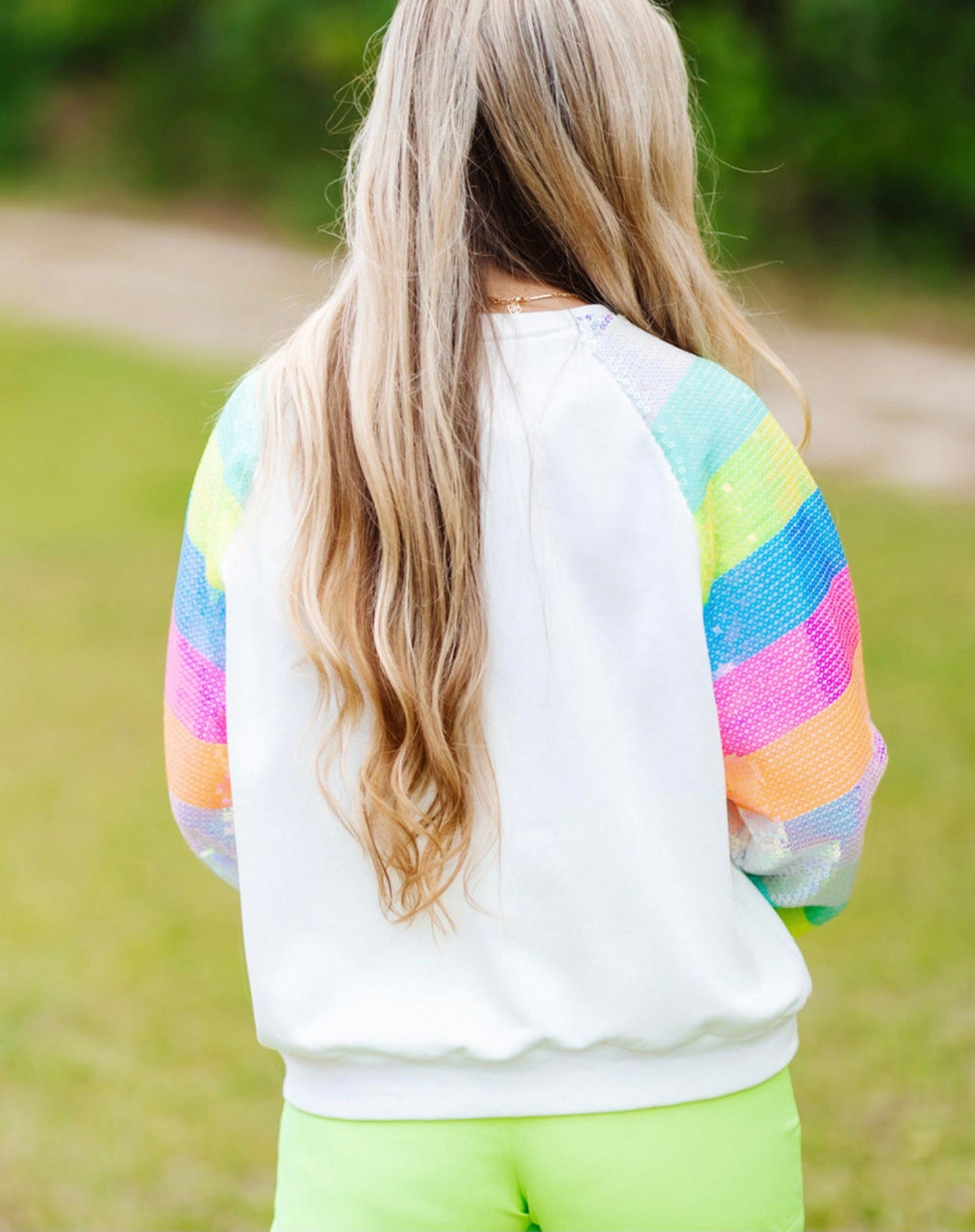 Merry & Bright Neon Sequin Sleeve Sweatshirt