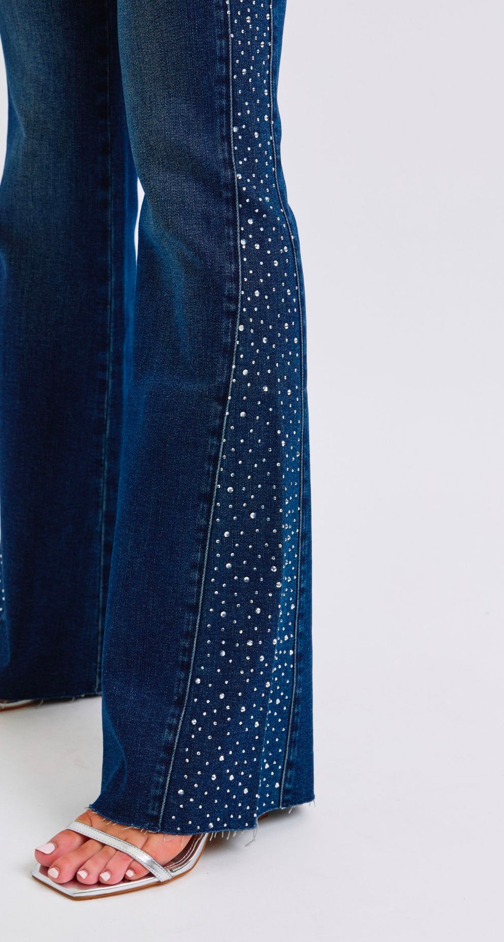 Judy Blue Mid Rise Rhinestone Flare Jeans