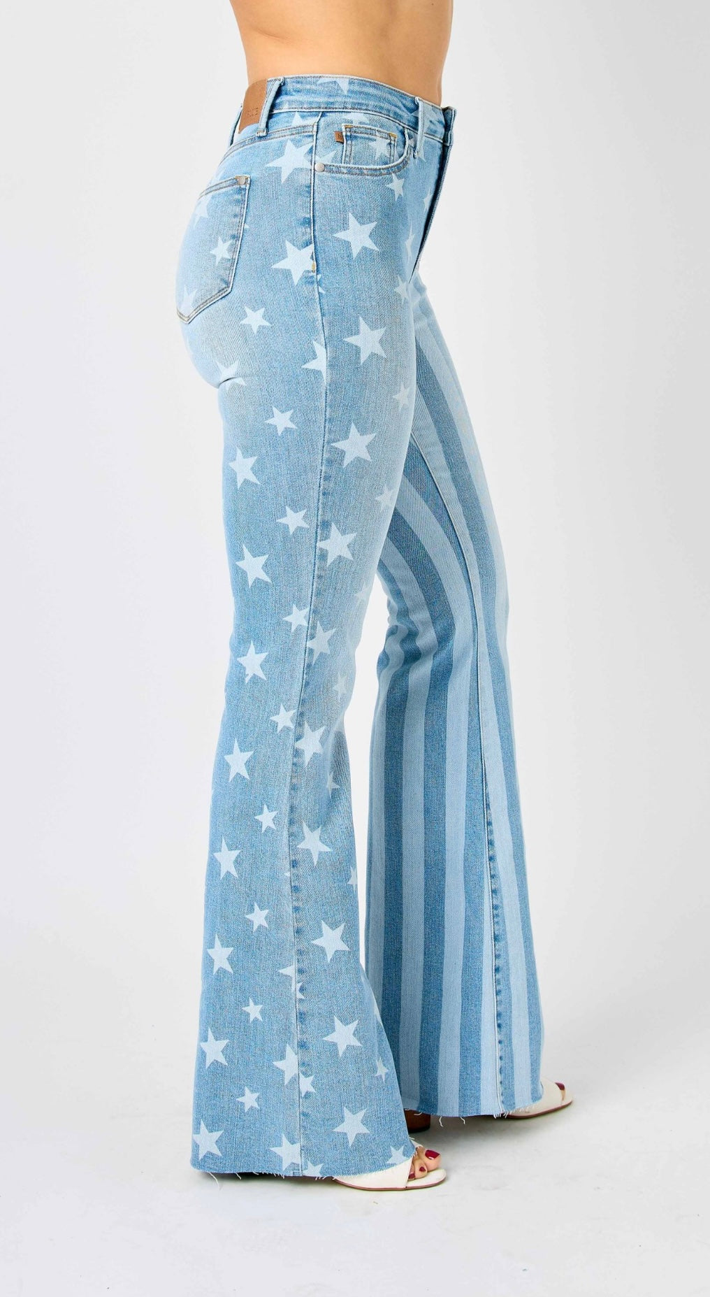 Judy Blue HIGH WAIST STARS AND STRIPES BLEACH FLARE