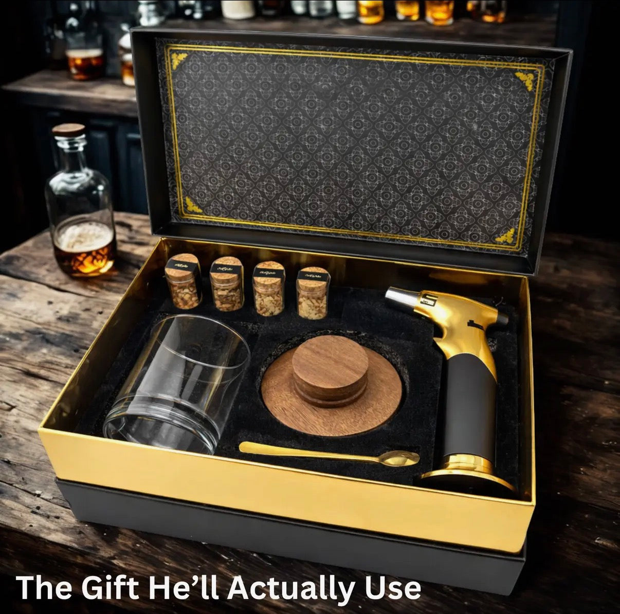 Whiskey smoker kit with torch and golf glass