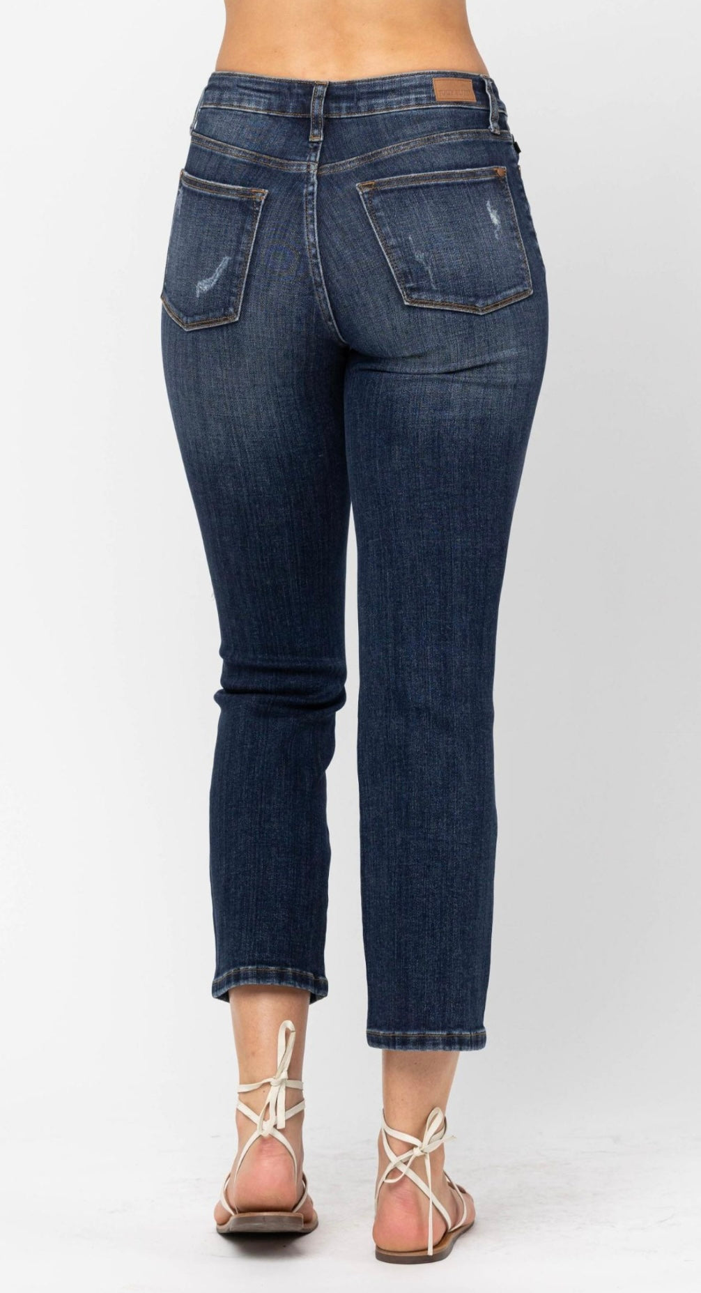 Judy Blue Mid Rise Crop Straight Leg