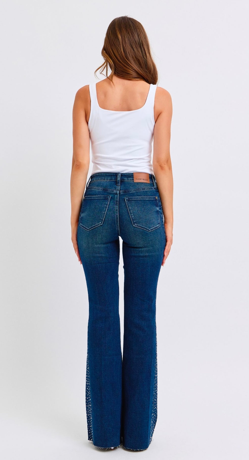 Judy Blue Mid Rise Rhinestone Flare Jeans