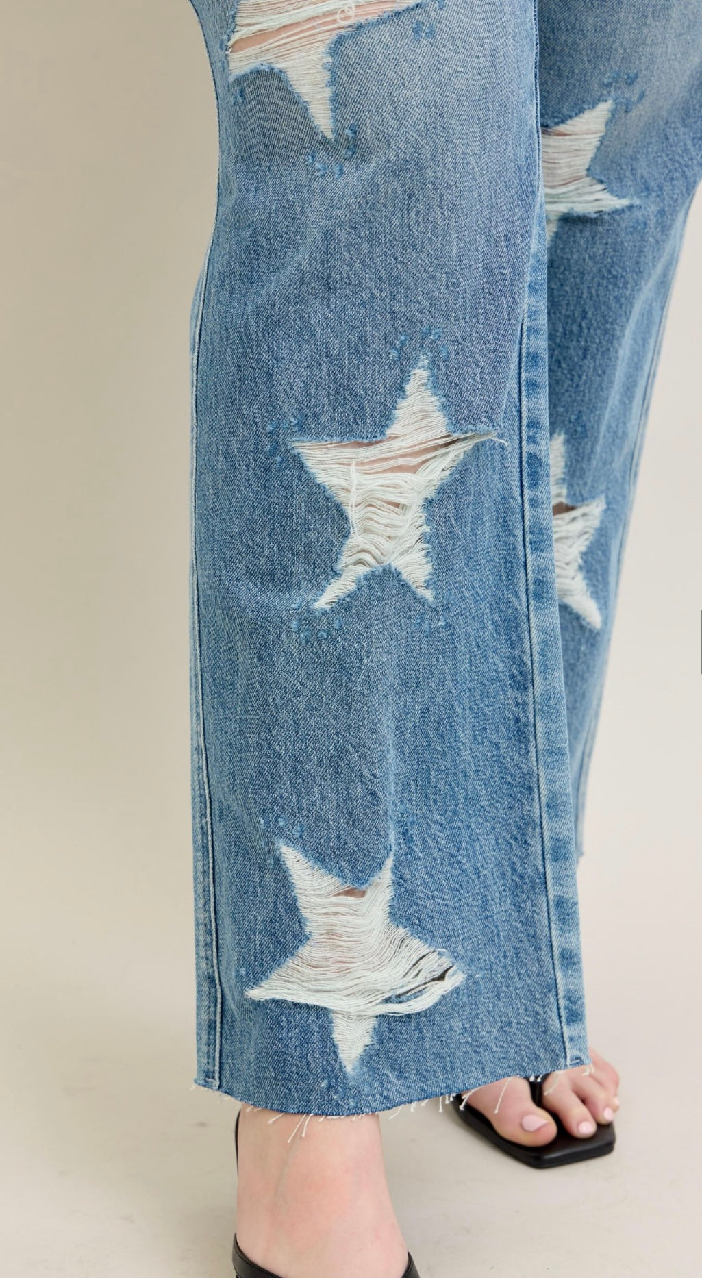 Judy Blue High Waist Rigid Magic Star Shaped Destroy 90's Straight