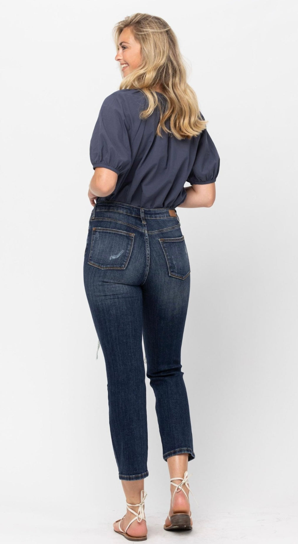 Judy Blue Mid Rise Crop Straight Leg