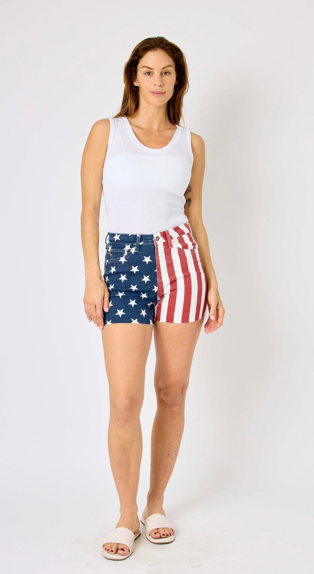 Judy Blue HIGH WAIST AMERICANA FLAG FRAY HEM SHORTS