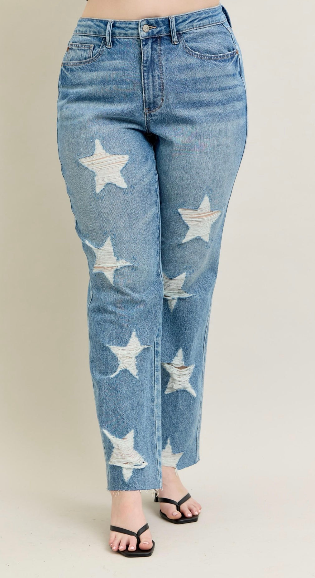 Judy Blue High Waist Rigid Magic Star Shaped Destroy 90's Straight