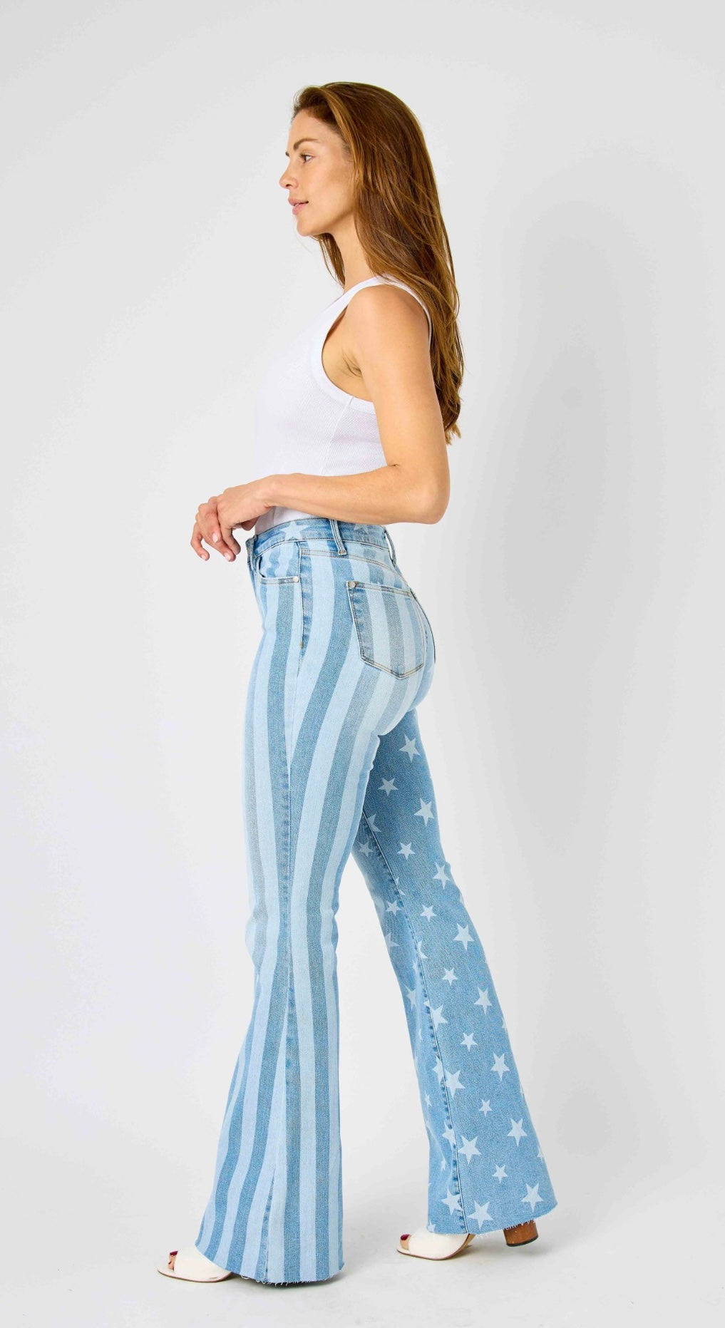 Judy Blue HIGH WAIST STARS AND STRIPES BLEACH FLARE