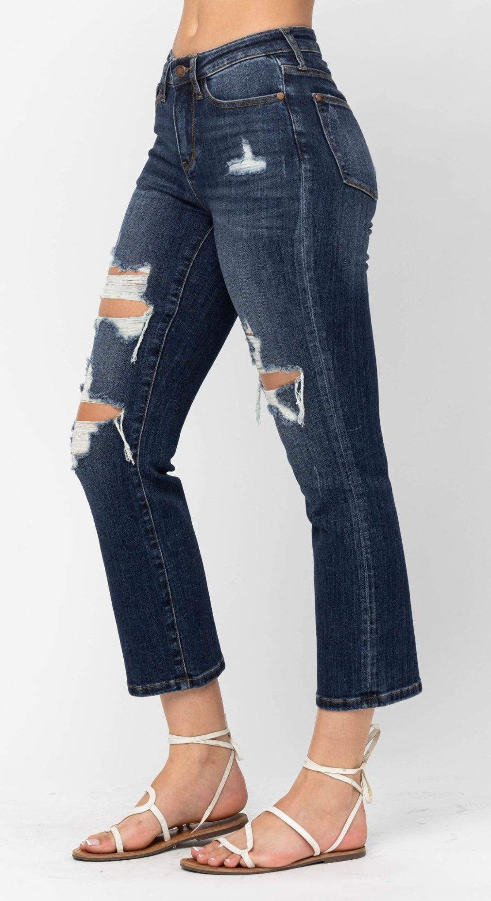 Judy Blue Mid Rise Crop Straight Leg