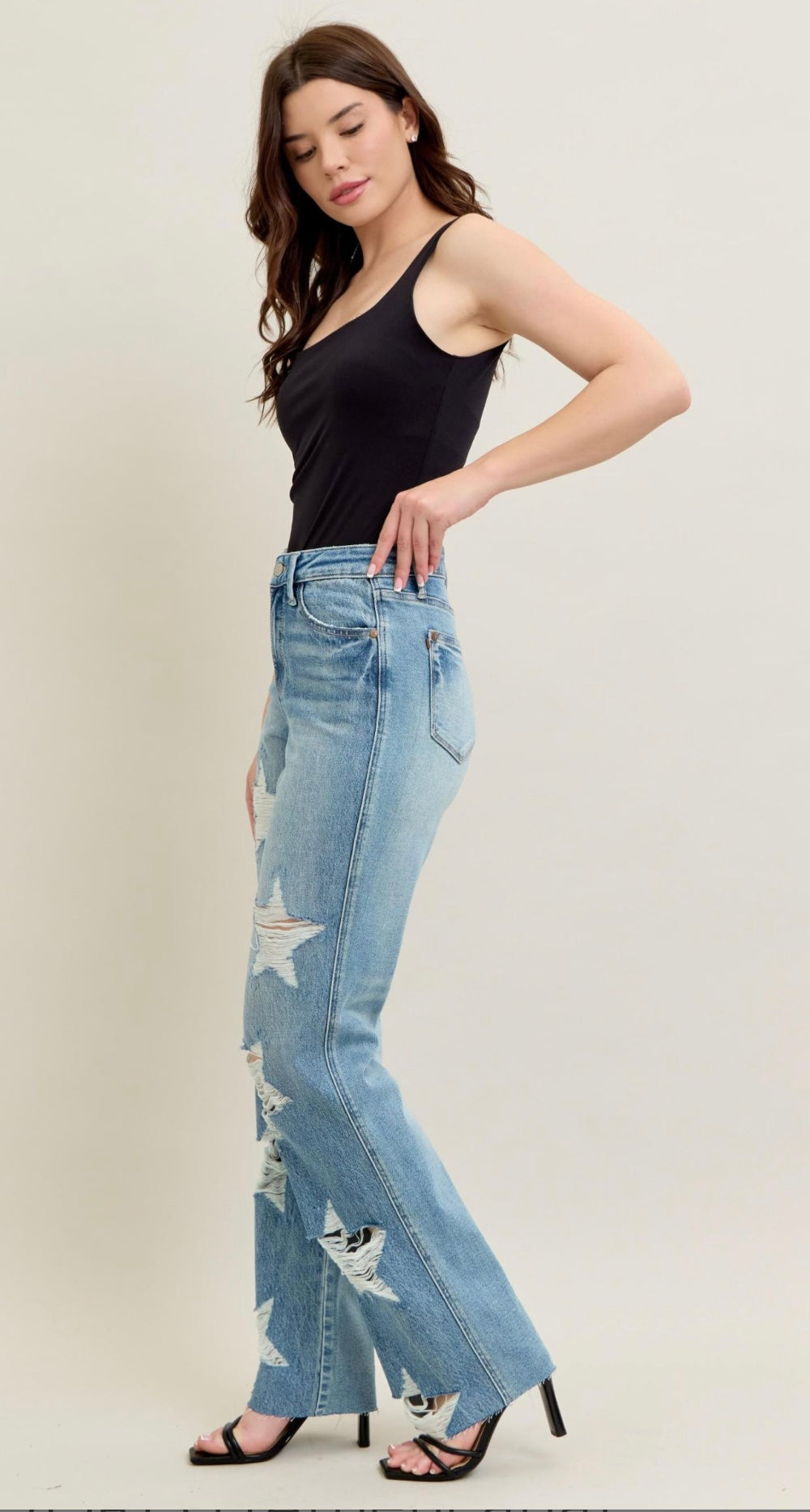 Judy Blue High Waist Rigid Magic Star Shaped Destroy 90's Straight