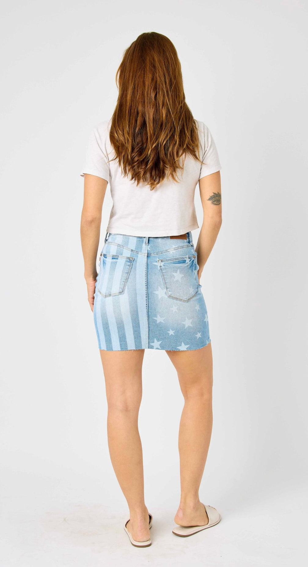 Judy Blue HIGH WAIST STAR & STRIPE BLEACH SKIRT