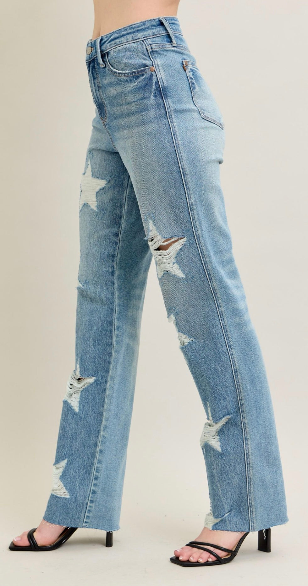 Judy Blue High Waist Rigid Magic Star Shaped Destroy 90's Straight