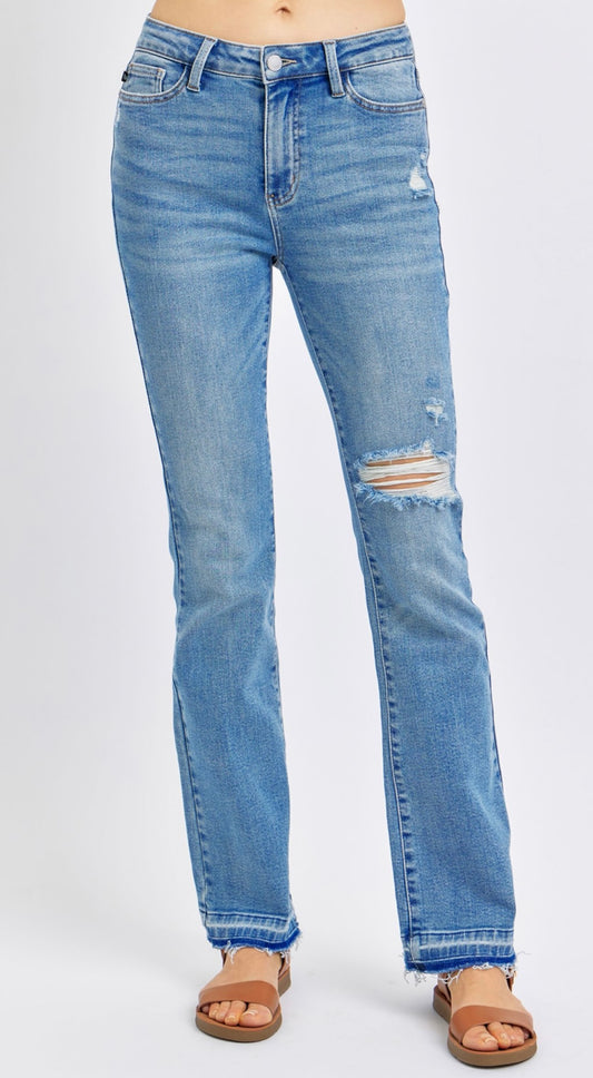 Judy Blue Mid Rise Destroy & Released Hem Bootcut