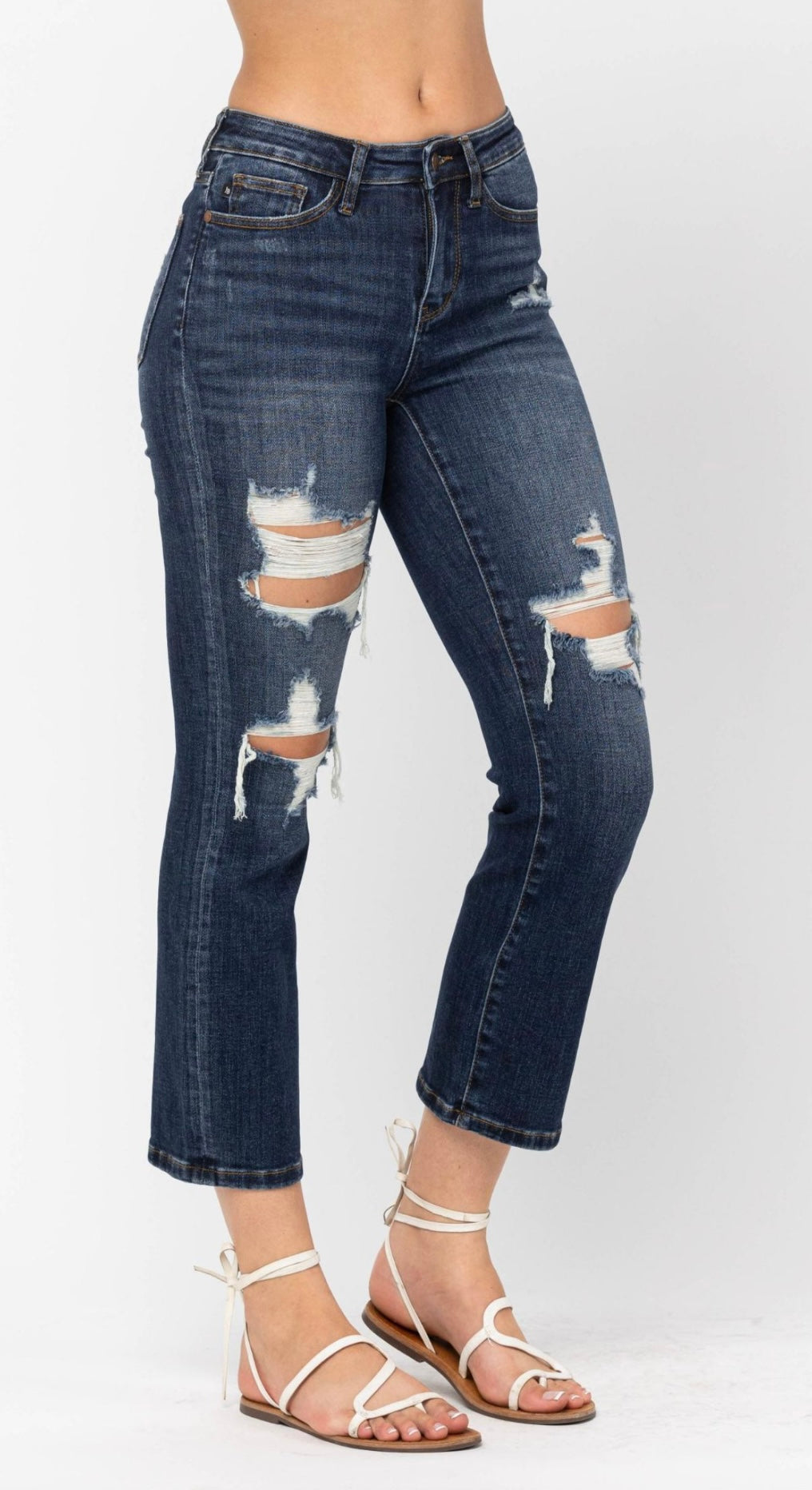 Judy Blue Mid Rise Crop Straight Leg