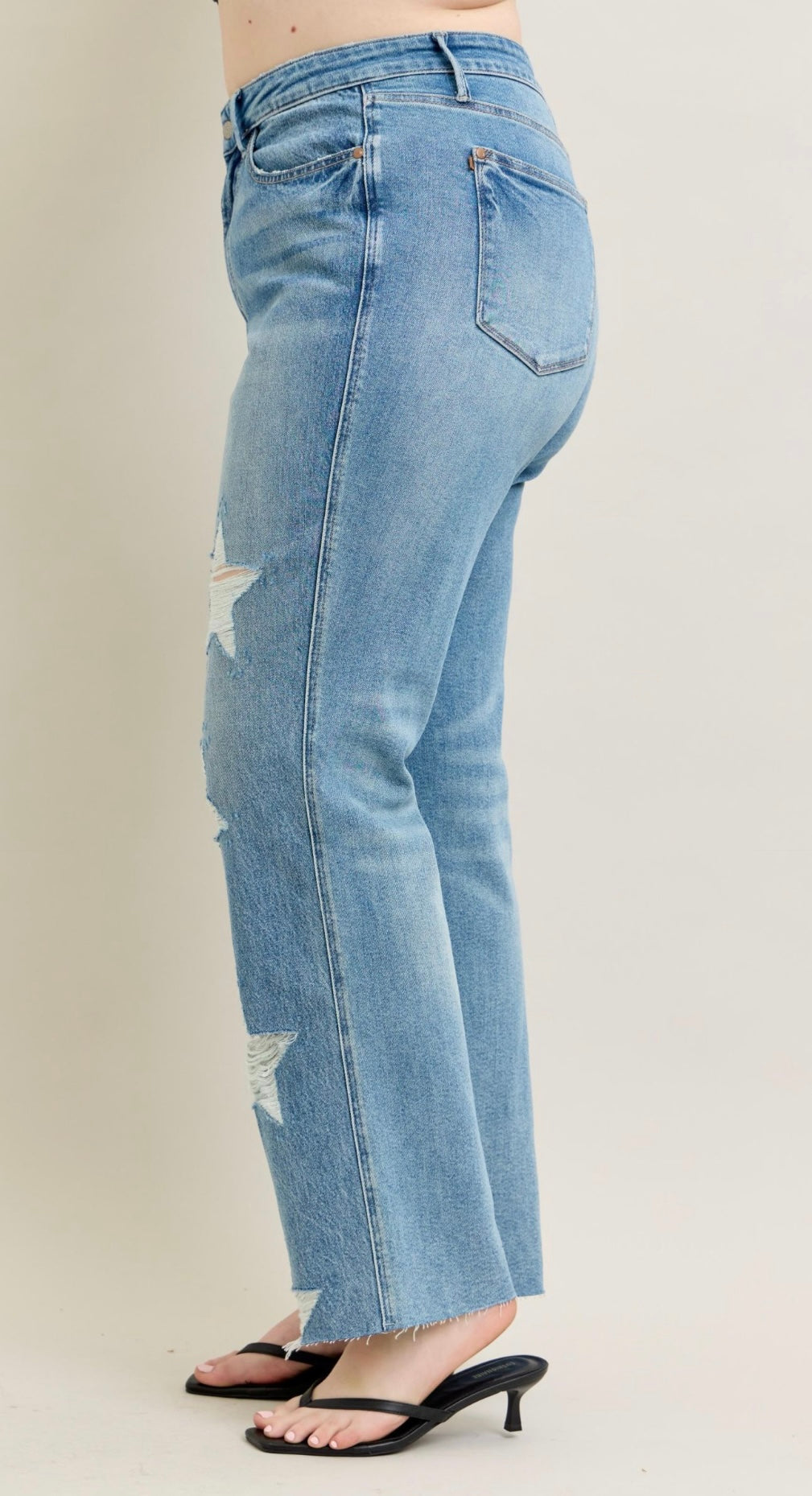 Judy Blue High Waist Rigid Magic Star Shaped Destroy 90's Straight