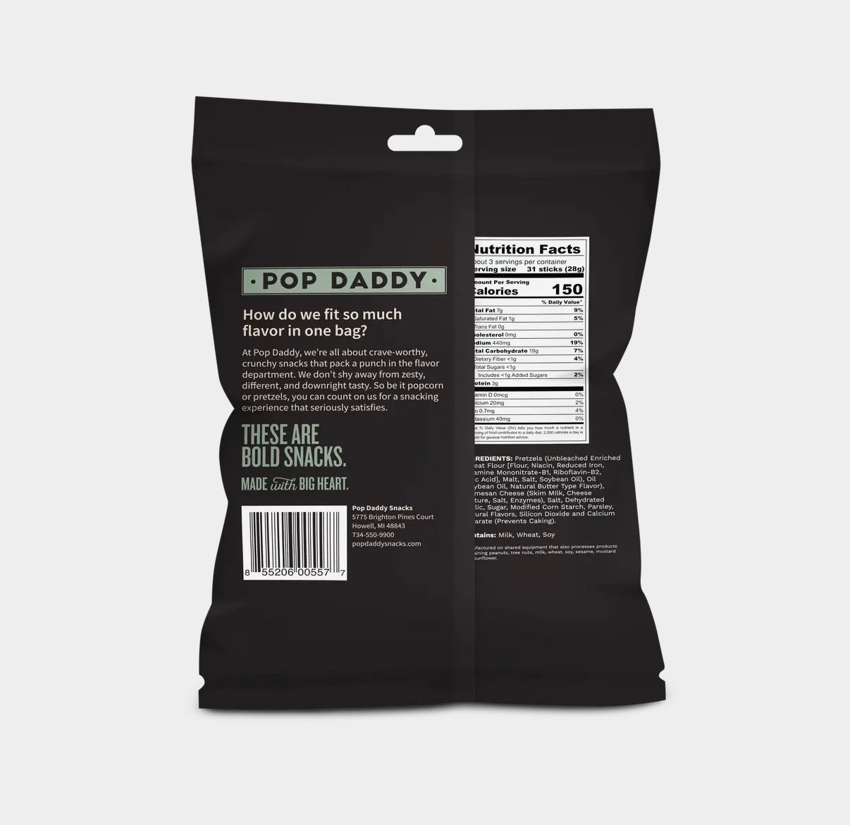 Pop Daddy – Garlic Parmesan Seasoned Pretzels 3.0oz