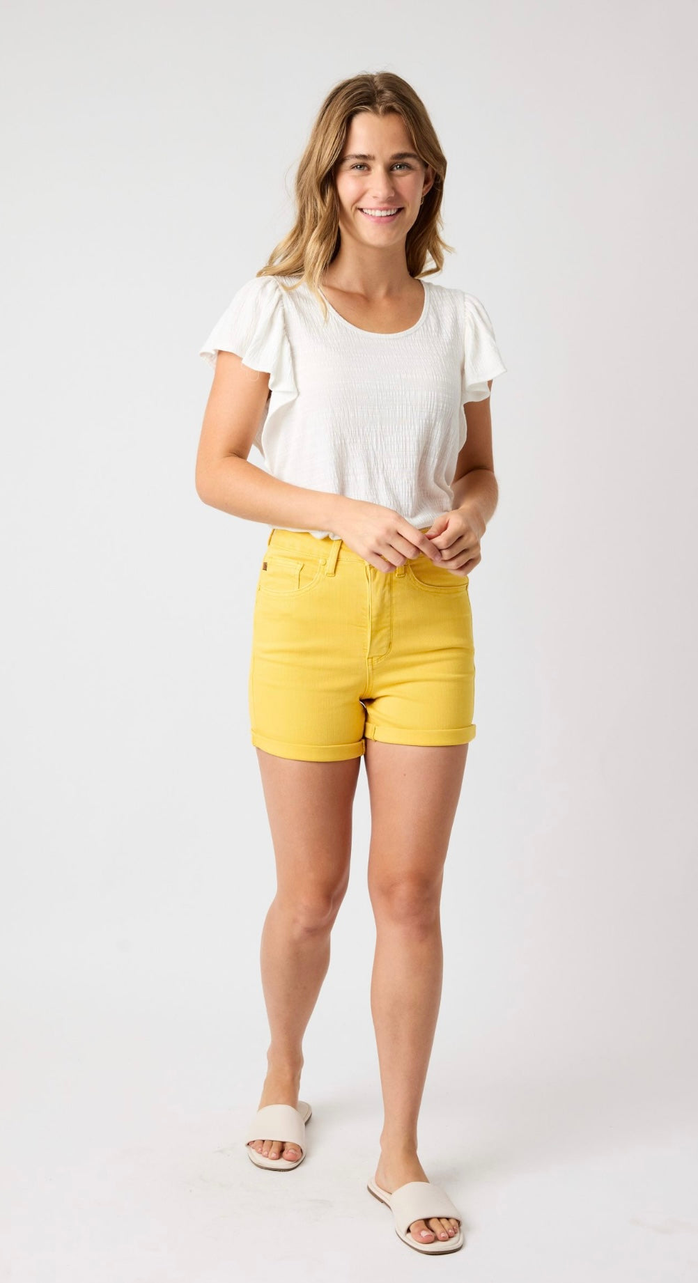 Judy Blue High Waist Tummy Control Yellow Shorts