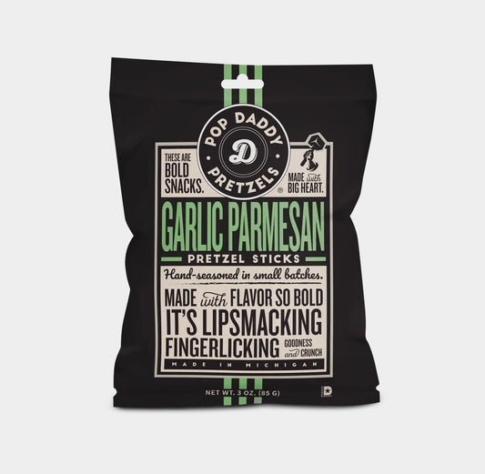 Pop Daddy – Garlic Parmesan Seasoned Pretzels 3.0oz