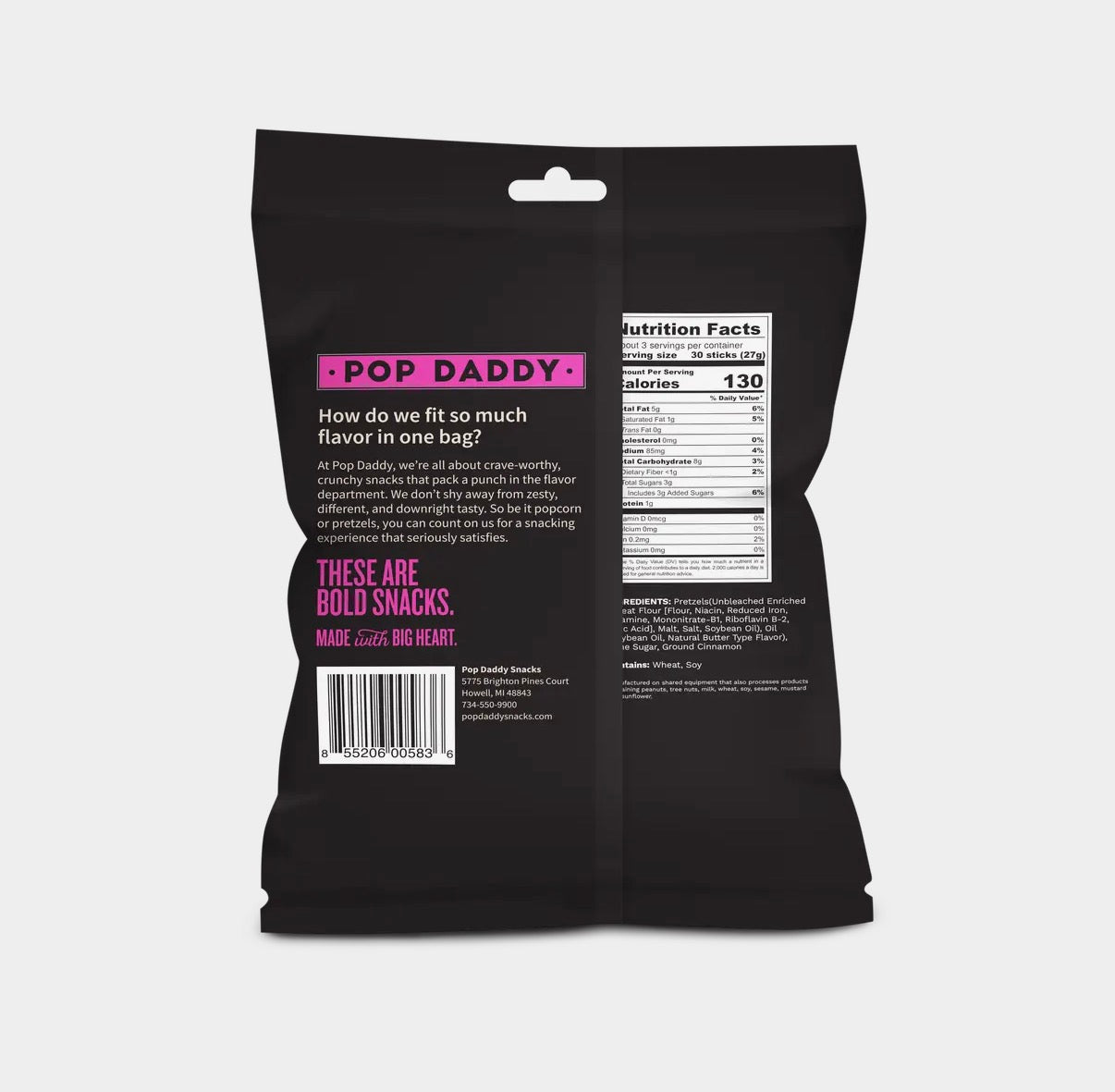 Pop Daddy – Cinnamon Sugar Seasoned Pretzels 3.0oz