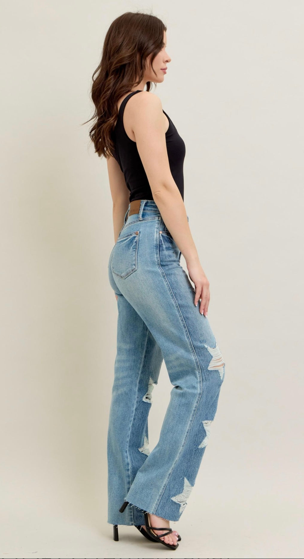 Judy Blue High Waist Rigid Magic Star Shaped Destroy 90's Straight