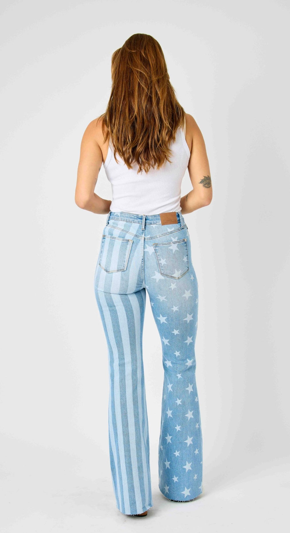Judy Blue HIGH WAIST STARS AND STRIPES BLEACH FLARE